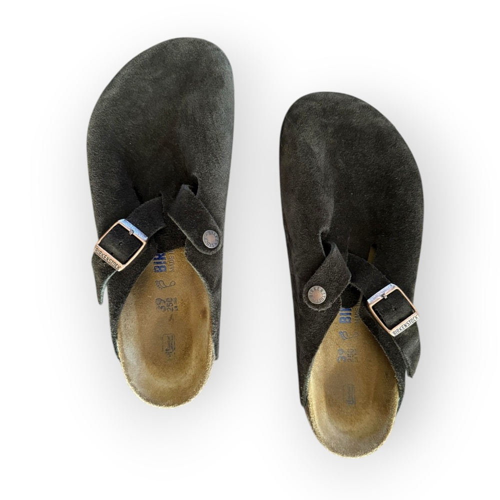Birkenstock Black Suede Clogs with Adjustable Buckle